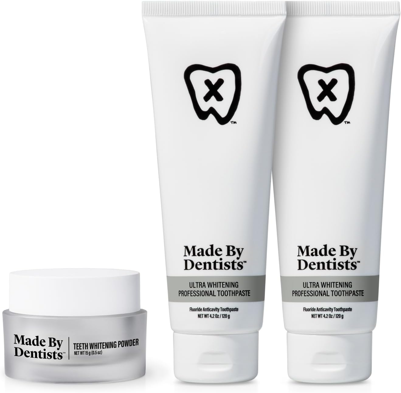 Whitening Powder + Ultra Whitening Toothpaste – Complete Whitening Bundle for Sensitive Teeth with Hydroxyapatite Fluoride & Hydrogen Peroxide – ADA Approved, Non-Abrasive & Vegan