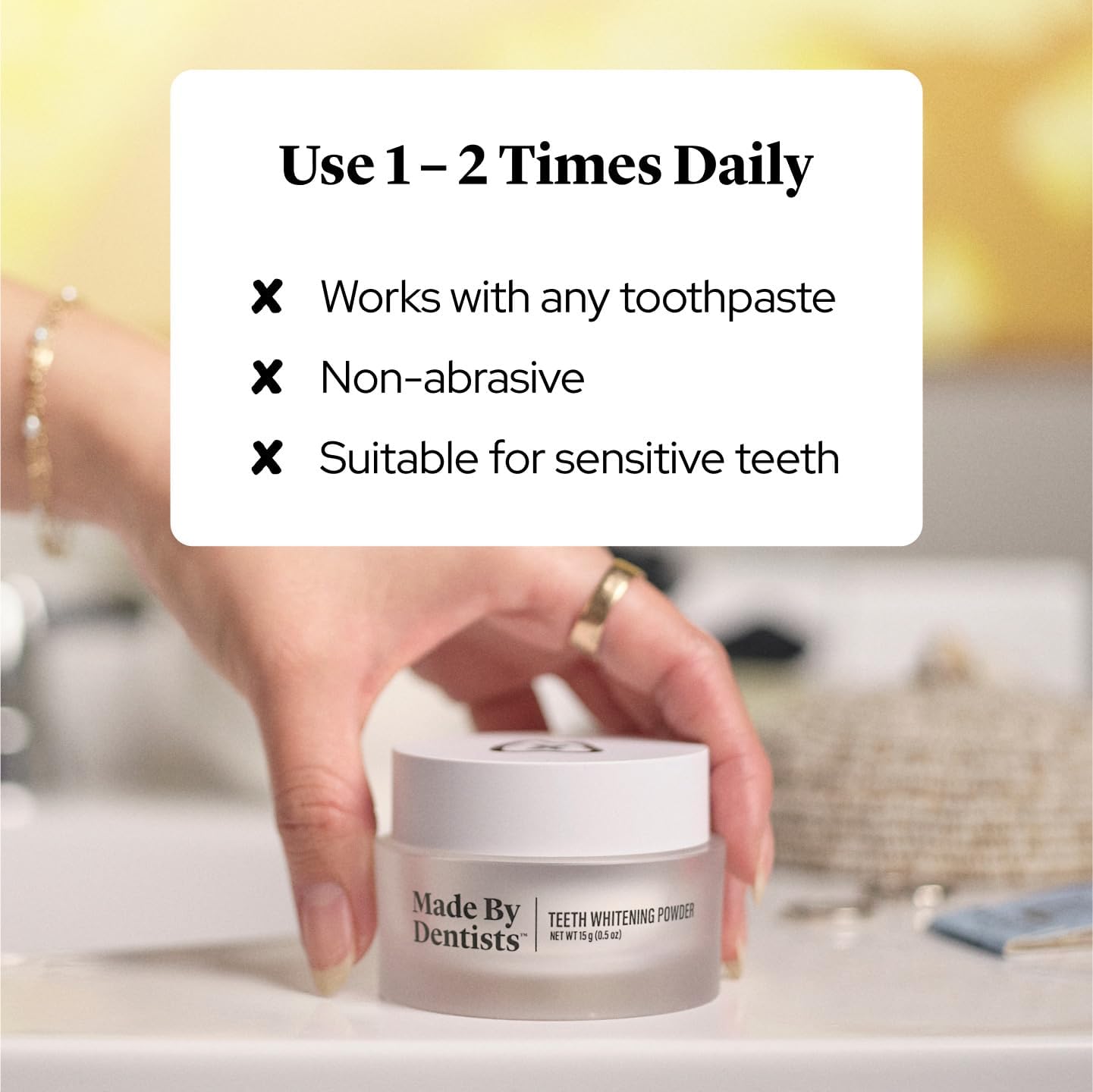 Whitening Powder + Ultra Whitening Toothpaste – Complete Whitening Bundle for Sensitive Teeth with Hydroxyapatite Fluoride & Hydrogen Peroxide – ADA Approved, Non-Abrasive & Vegan