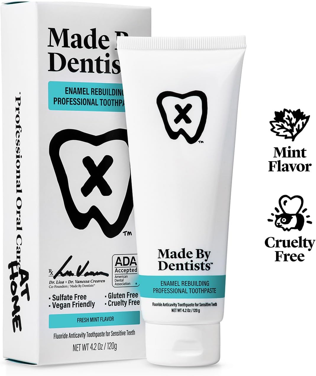 Professional Enamel Rebuilding Toothpaste - 2 Pack - Remineralizing Nano Hydroxyapatite Toothpaste with Sodium Fluoride, ADA Approved, Vegan, 2 x 4.2oz