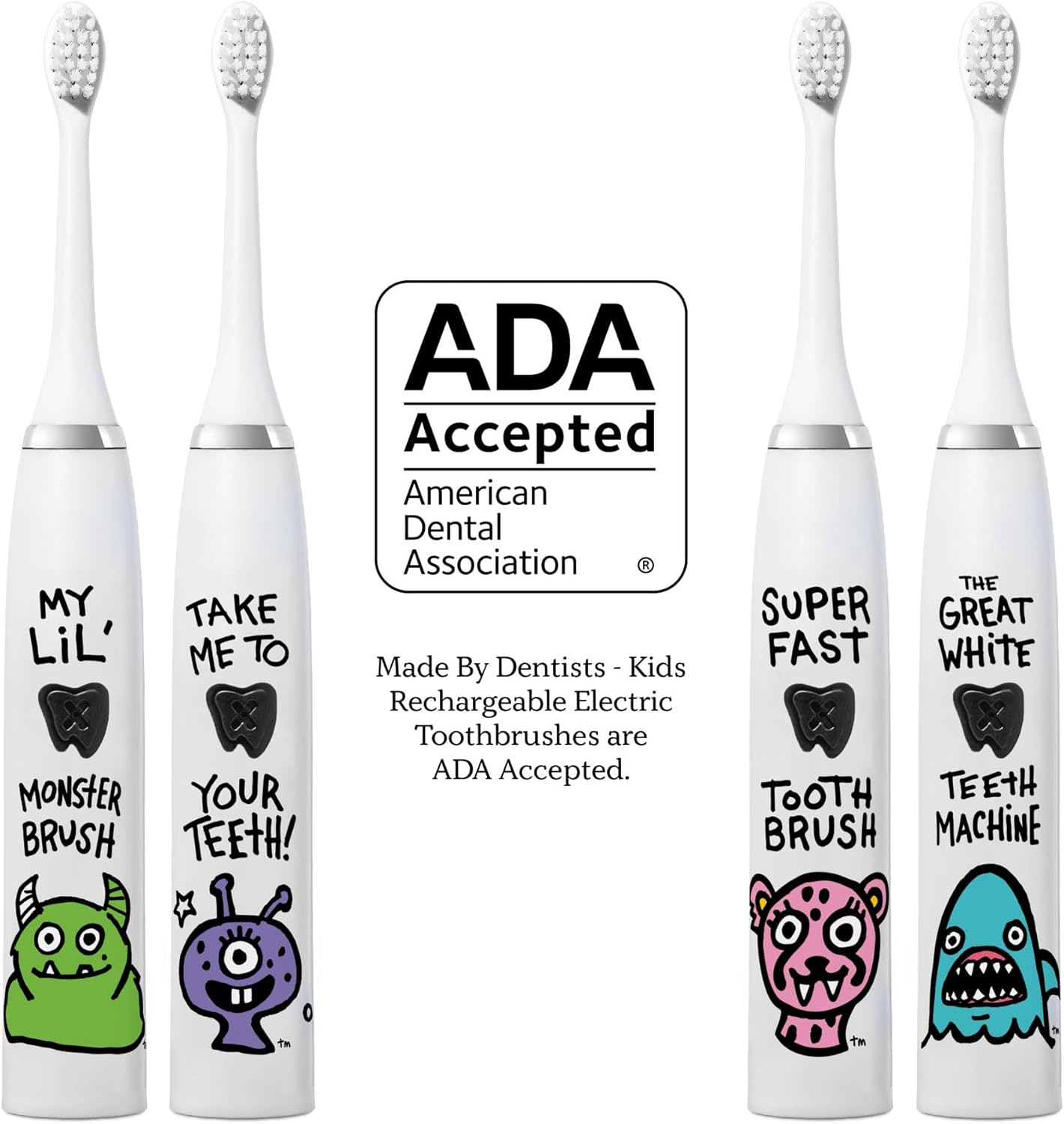 Kids Electric Toothbrush - Rechargeable Vibrating Toothbrush with Timer, Includes 6 Replacement Heads, Gently Cleans Little Teeth, for Girls and Boys, Kids & Toddlers Age 2+, Shark