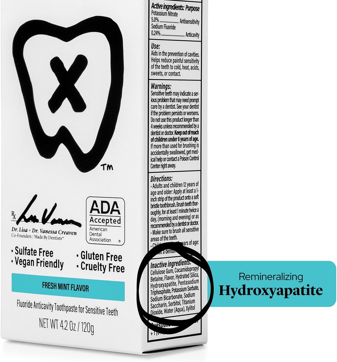 Professional Enamel Rebuilding Toothpaste - 2 Pack - Remineralizing Nano Hydroxyapatite Toothpaste with Sodium Fluoride, ADA Approved, Vegan, 2 x 4.2oz